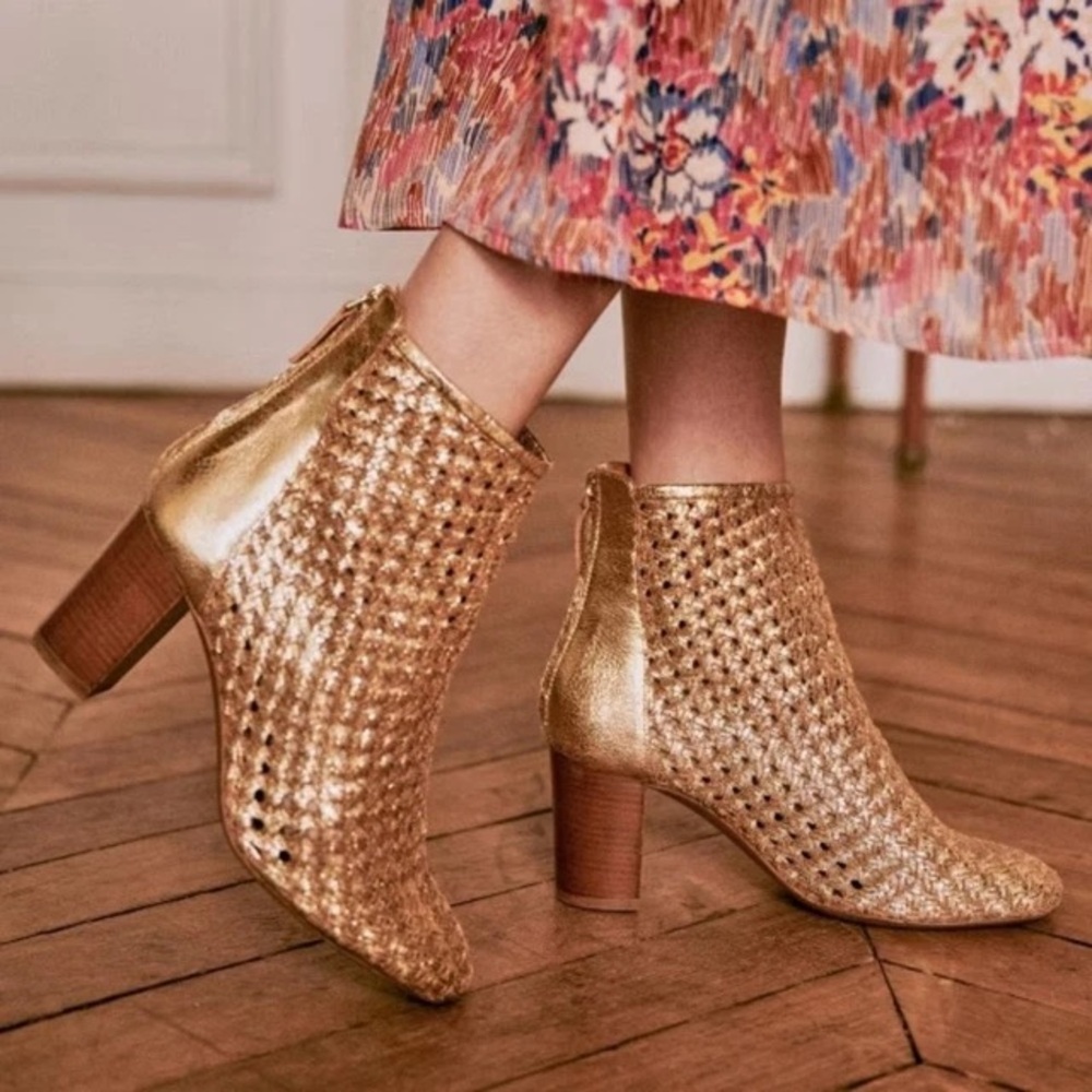 Sezane Gold Alba ankle boots